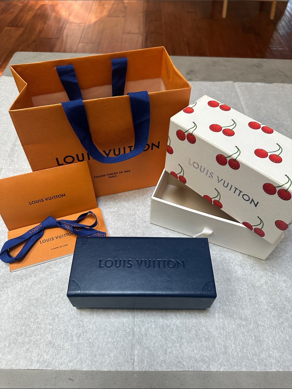 Louis Vuitton Navy Eyewear Case with Signature Packaging